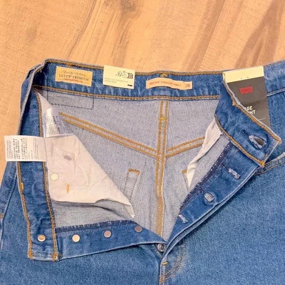 Levi's Classic High-Rise Straight Leg Jeans in Medium Blue - Picture 5 of 6